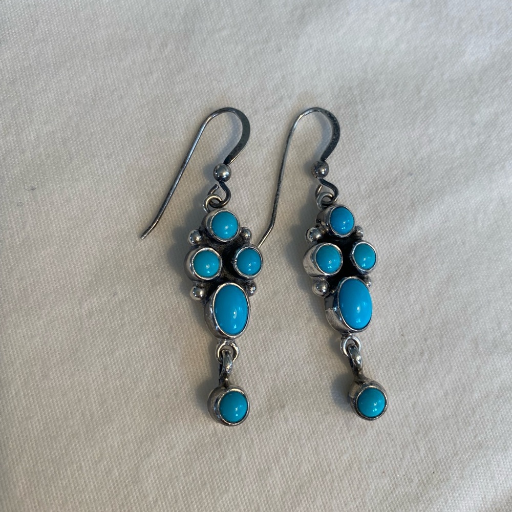 Turquoise Silver Dangle Earrings